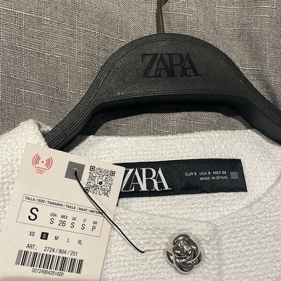New ZARA Textured Round Collar Blazer With Shoulder Pads - Picture 8 of 10